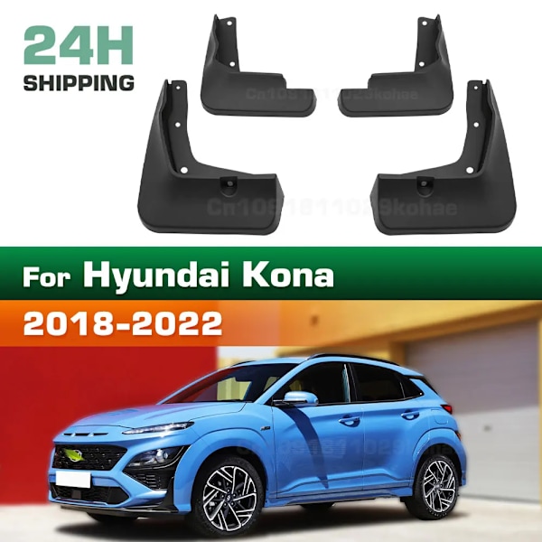 För Hyundai Kona 2018 2019 2020 2021 2022 Stänkskydd Skärmar Mud Flaps Stänklappar Bilaccessoarer