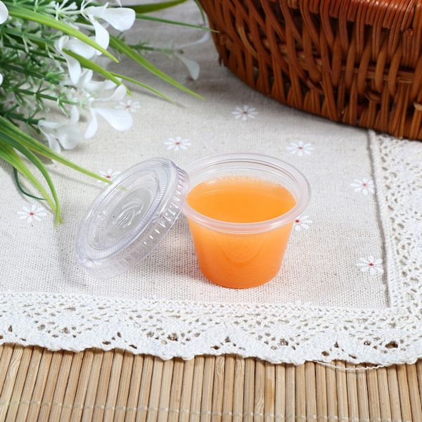 50 st. Engångs Transparenta Plast Sås Koppar med Lock – 1 oz Mat Takeaway Behållare 50Pcs/1oz