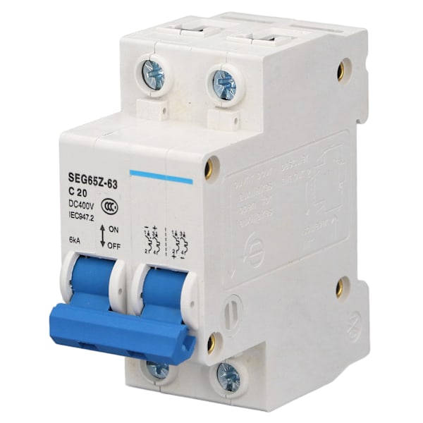 DC Miniature Afbryder 2P 6KA 400V Luftafbryder til Solcellepanel - C20 20A Rating