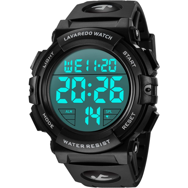 LED-bakgrundsbelyst digital watch- Vattentät watch för utomhussporter