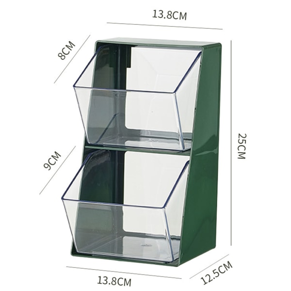Dobbeltlags U-formet teposeholder | Stor kapasitet Transparent Multifunksjonell Oppbevaringsstativ for Snacks, Kosmetikk og Leke - Grønn Green