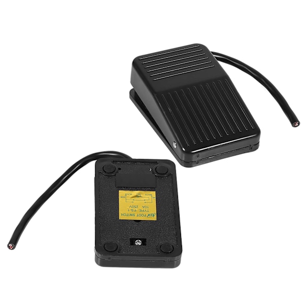 380V Elektrisk Strømfodpedalafbryder med Til/Fra Kontrol - Sort Farve, 10 cm Kabel