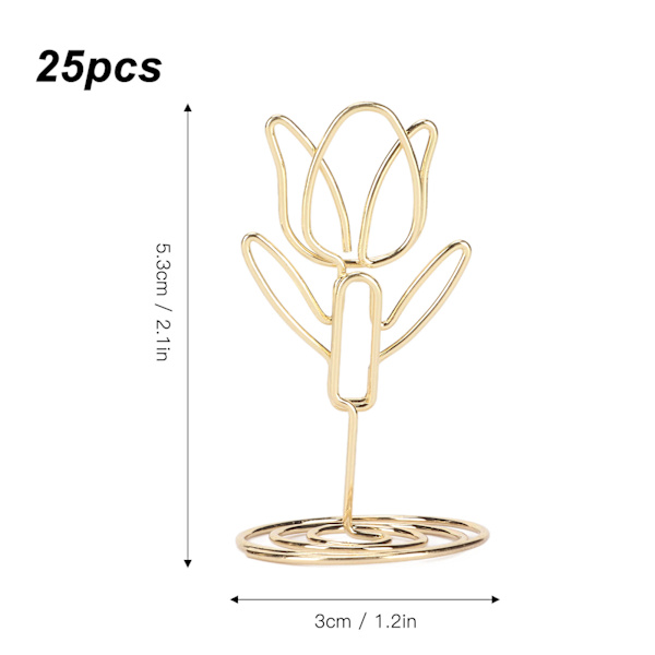 25 kpl Kukkakoristeiset Pöytänumerotelineet - Vakaat Ruostumattomasta Teräksestä Valmistetut Nimipaikkakortinpidikkeet Hääihin, Juhliin ja Toimistoihin gold 25Pcs