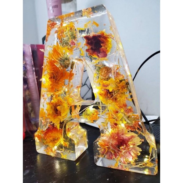 Blomsterharpiks Natlys Blomsterbogstav Harpiks Natlys Hjemmedekoration Kreativ Gave A