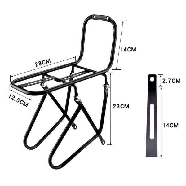 Polkupyörän etuteline teräksinen pyöräilyetukiinnike Matkatavarahylly tavarateline 25x15x15cm teline musta Black