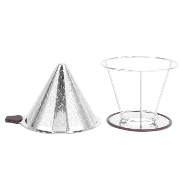 Kaffefilter i rustfrit stål med holder - Mesh tragt til 1-6 kopper brygning i køkkenet