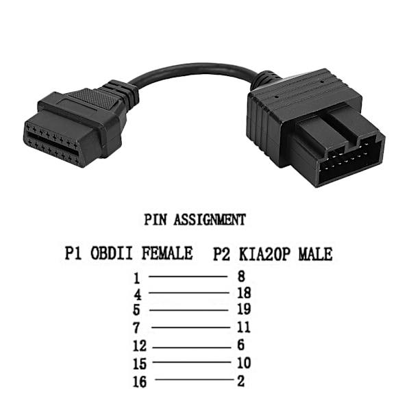20-stifts till 16-stifts OBD2 Diagnostisk Kabeladapterkontakt Kompatibel med KIA
