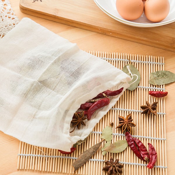【Lixiang Store】10 kpl nyörillä suljettavaa siiviläpussia Monikäyttöinen keskikokoinen maustesihti ruoanlaittoon siivilöintiin