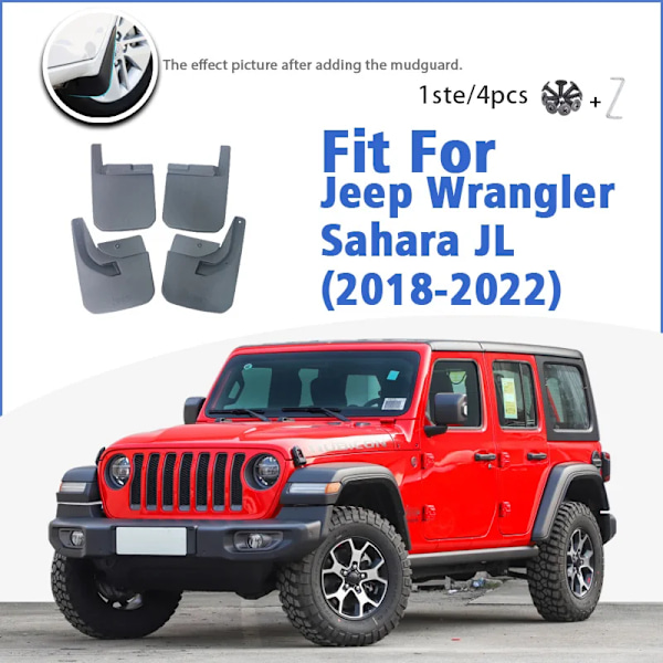 Stænkskærm til Jeep Wrangler Sahara JL 2018-2022 Forreste Bageste Mudderklapper Stænkskærme Biltilbehør Auto Styline Stænkskærm Fender