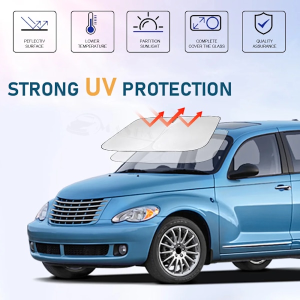 Solskydd för vindruta för Chrysler PT Cruiser Tillbehör Fönsterskydd Solskydd Vikbart Blockerar UV-strålar - för PT Cruiser