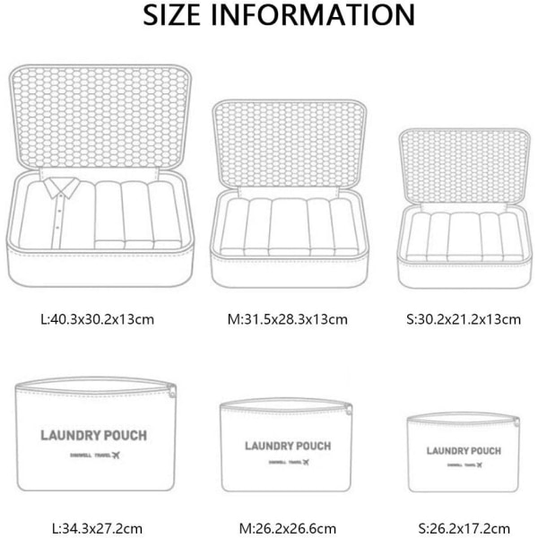 Vicloon researrangör packpåsar,6 st resepackning kuber set för kläder Resebagage arrangörer förvaringsväskor