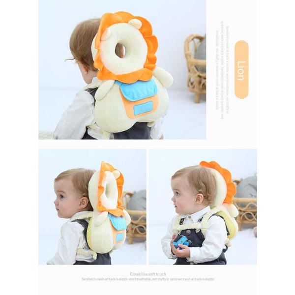 Baby Head Safety Protection Pad, Baby Talking Head Protection Rygsæk Pude Bunny Lion