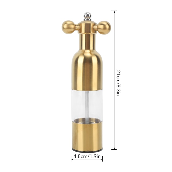 Profesjonell Justerbar Grovhet Manuell Pepper- og Saltkvern med Fyllbar Keramisk Rotor - Gullfinish for Kjøkkenbruk L Gold