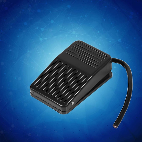 380V Elektrisk Strømfodpedalafbryder med Til/Fra Kontrol - Sort Farve, 10 cm Kabel