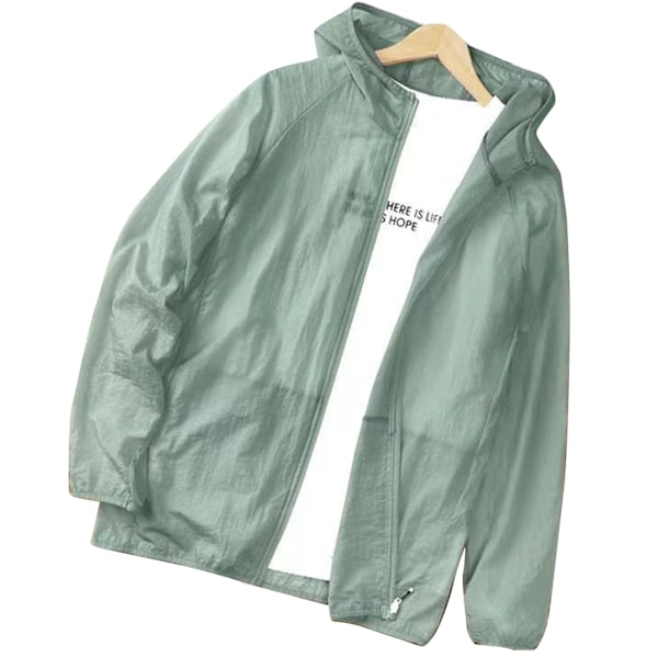 Miesten Kevyt UV-Suojajakku - Hengittävä Pitkähihainen Auringonsuojainen Viilentävä Huppari Kesäkalastukseen, Vaellukseen ja Treeniin - Vihreä, 2XL Green 2XL