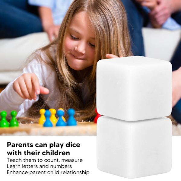 Set med 6 tomma högra vinkel plasthexaederkuber för klassrumsspel, DIY matematikräkning, undervisning och festpresenter White 6Pcs