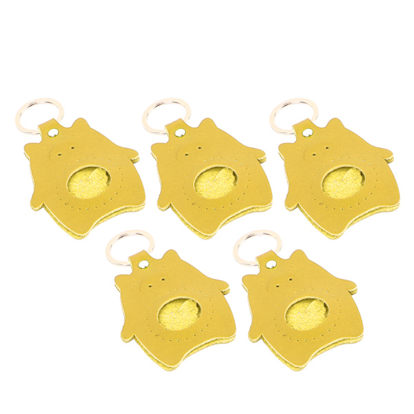 5-deligt DIY-kit för lädernyckelringar - Söta tecknade spargrisar i blank form för pyssel - Lysande gul läderarbetsutrustning 5 Sets Yellow