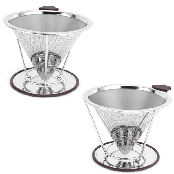 Kaffefilter i rustfrit stål med holder - Mesh tragt til 1-6 kopper brygning i køkkenet