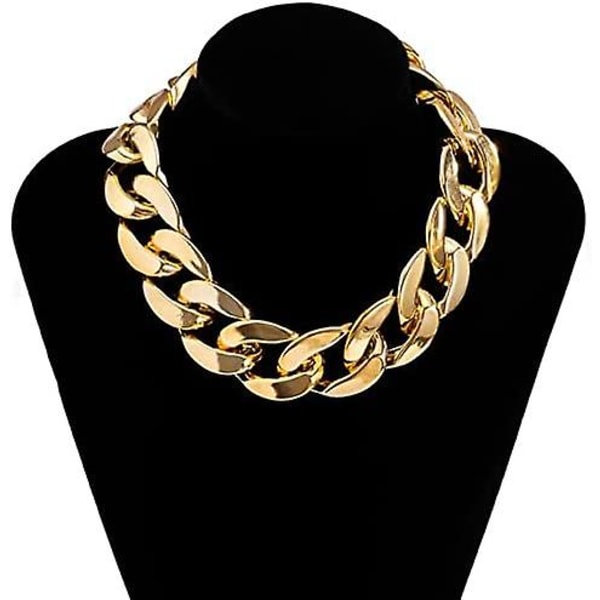 Punk Cuban Link Chain Choker Halskæde Guld Light Chunky Oval Chain Link Halskæde Statement Hip Hop smykker Mixed color stitching