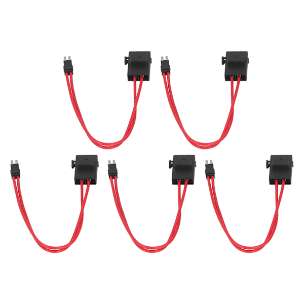 5-pack Mini Säkringhållare för Bil med 20A 16AWG Tråd Förlängning, Inkluderar 5 Säkringar och 9,1 mm ACM Långa Ben