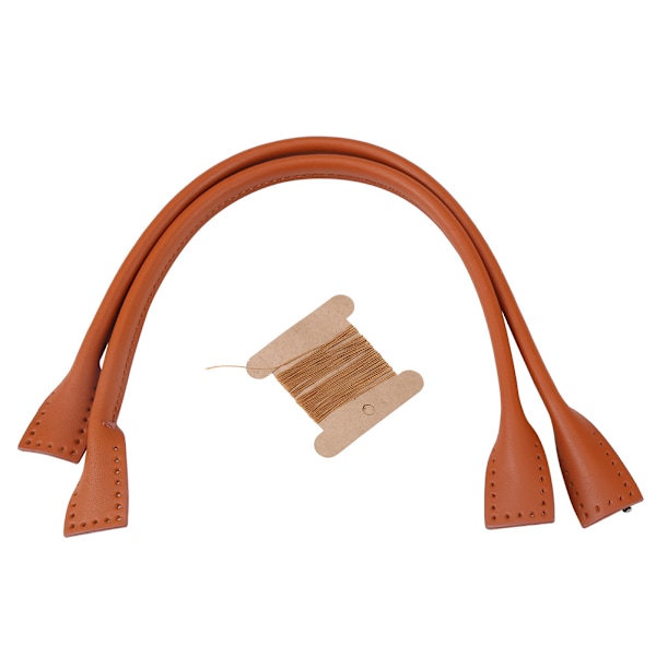 2 st Äkta Läder Väska Handtag för DIY Hantverk Tillbehör - Brun Tråd Brown 2Pcs