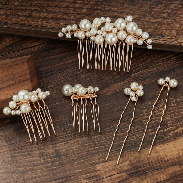 Pearl Hairpin Comb Bridal Headpiece Morsiussolki A1 (2 kpl)