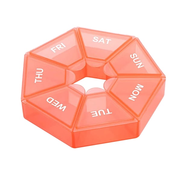 7 Grids Pill Plastic Box Kannettava säilytystabletti Travel Orange