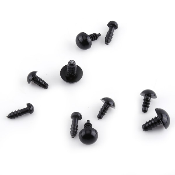 【Lixiang Store】 100 stk svarte plastlekeøyne for marionettdukkehåndverk 6-12 mm med skiver