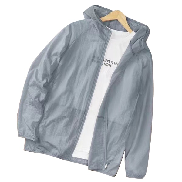 Miesten Kevyt Hengittävä Auringonsuojapuku - Pitkähihainen UV-Jäähdytyshuppari Kesäkalastukseen, Vaellukseen ja Treeniin Hopeaharmaa, Koko 2XL Gray 2XL