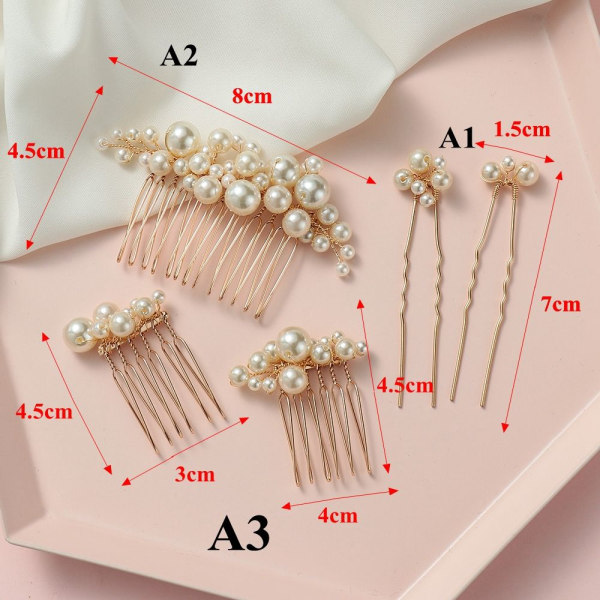 Pearl Hairpin Comb Bridal Headpiece Morsiussolki A1 (2 kpl)