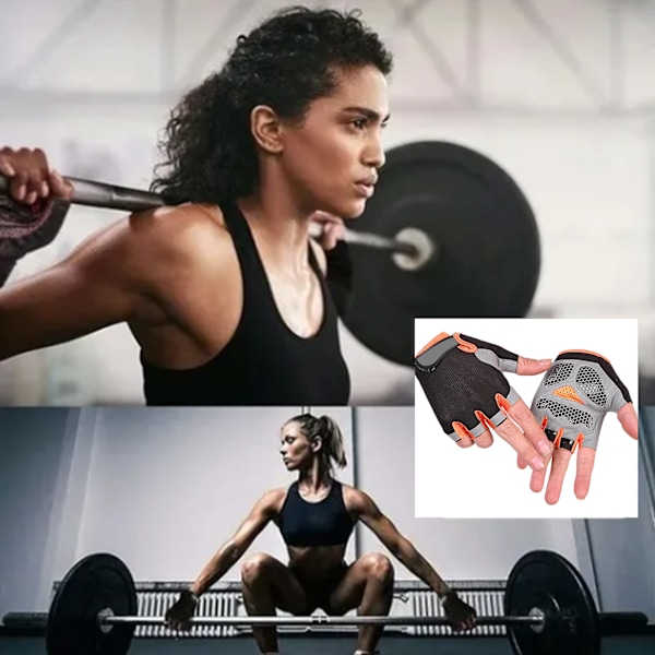 Anti-Skli Halvfingerhansker for Vektløfting og Sykling - Unisex Utendørs Sportshansker L Black Orange