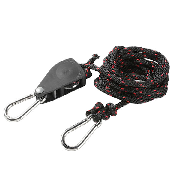 Justerbar Enkel Hissblock i Rostfritt Stål med Dubbla Starka Spännen och 2m/6.6ft Rep för Lamphissning - 1 Sitsig Black