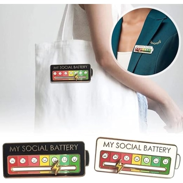 【Lixiang Butik】 Sjov Social Broche Mood Pin, Social Battery Slider, 7 dage om ugen Sjov følelsesmæssig Lucky Emalje Pin White