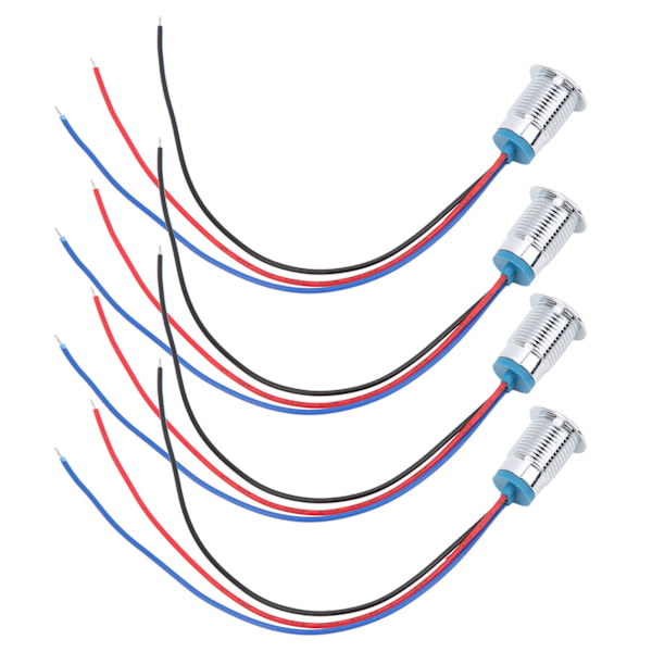 4-delt Vandafvisende LED-indikatorlys Sæt - Fælles Anode Industrielle Kontrolkomponenter, 12mm, 110-220V, Rød og Blå Red and Blue