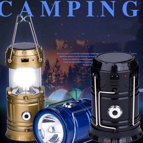 LED Camping Lantern Solar DC Uppladdningsbar