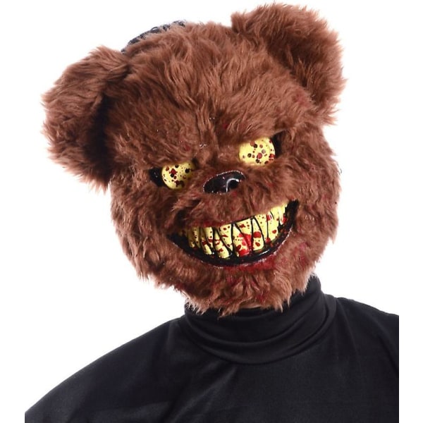 Halloween skræmmende maske Bear Rabbit Bunny Mask, Blodig plys hovedmaske T