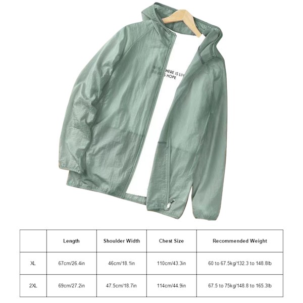 Miesten Kevyt Hengittävä UV-Suojaava Takki - Pitkähihainen Viilentävä Huppari Kesäkalastukseen, Vaellukseen ja Treeniin - Vihreä, 2XL 2XL Green