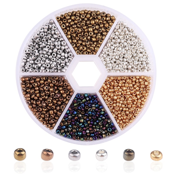 DIY Glass Millet Beads 6 Color Combination gold