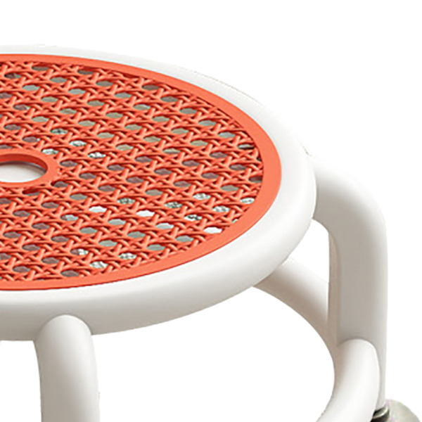 Rund Rullande Låg Pall med Bekväma Universalhjul - Flyttbar Mini-Pall med Hög Viktkapacitet för Hemanvändning i Orange Orange