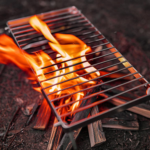 Justerbar Höjd Vikbart Campingköksställ i Rostfritt Stål - Perfekt för Utomhusgrillning