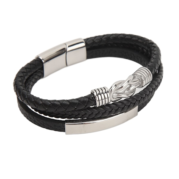 Håndlaget armbånd for menn i PU-lær med flere lag: Stilig og elegant design med magnetisk lås for hverdagsbruk