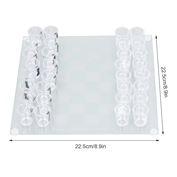 Skottglas Schackset: Drickspel med Skottglasbitar - 22,5x22,5cm Schackbräde