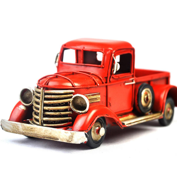 Vintage lastbil bordsskiva prydnader metall lastbil plantering bondgård jul dekoration Y Red