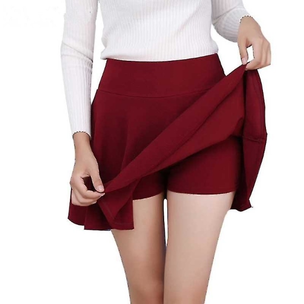 Kvinder sport plisseret mini nederdel Q Wine Red 5XL