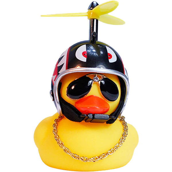 Rubber Duck Toy Car Ornaments Yellow Duck Car Dashboard Decorations Cool Glasses Duck with Propeller Helmet Shark Shark