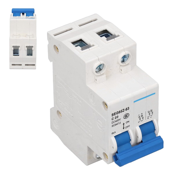 DC Miniature Afbryder 2P 6KA 400V Luftafbryder til Solcellepanel - C20 20A Rating
