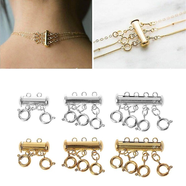 Smycken Connectors Layered Halsband Lås magnetrör Gold 3