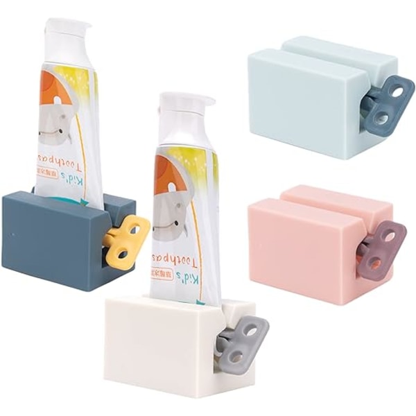 【Lixiang Store】 4-pack tandkrämspressare, roller tube tandkrämspressare, spara tandkräm och kräm Blue 