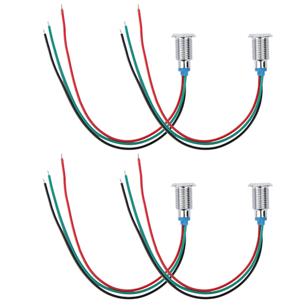 4 Sæt Vandtætte 2-Farvede Fælles Katode 10mm Fortrådede Runde LED'er (Rød og Grøn) - 3-6V Red and Green