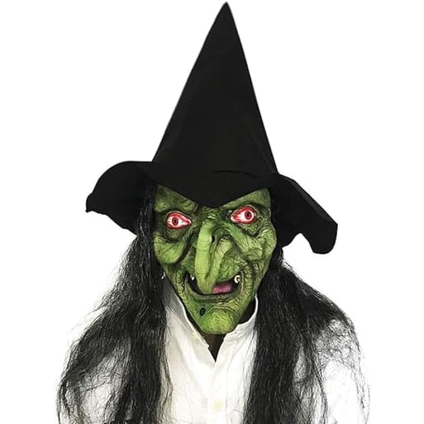 Gammal kvinna häxa mask Halloween kostym läskigt skrämmande part cosplay dekoration tillbehör